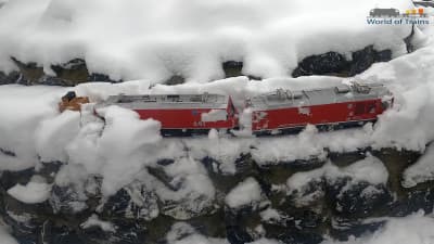 Clearing snow on a Swiss Garden Railway