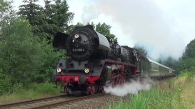 Steam locomotive  03 2155-4 between Cottbus and Gorlitz