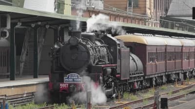 Steam locomotive 5917 at the Sydney Central Station