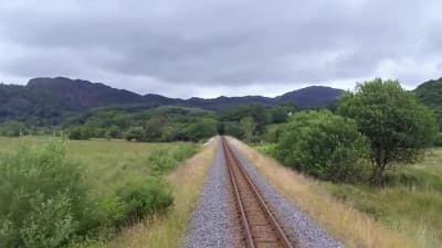 Cabin view from the Welsh Highland Railway from Porthmadog to Rhyd Ddu