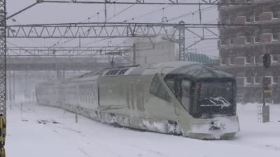 Japan Railways in sneeuwstorm
